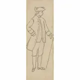 Tarsila do Amaral, ESTUDO DE FIGURA MASCULINA COM BENGALA PARA PROCISSÃO (PAINEL), GRAFITE E NANQUIM SOBRE PAPEL VEGETAL