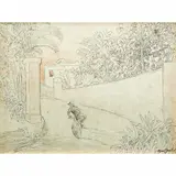 Oswaldo Goeldi, O CICLISTA, Aquarela e grafite sobre papel