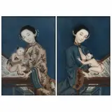 Dinastina Qing., Untitled, CONJUNTO DE DUAS PINTURAS SOBRE VIDRO