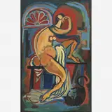 Glauco Rodrigues, MULHER COM GATO, Óleo sobre tela