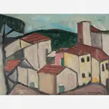 Aldo Bonadei, CASARIO, ÓLEO SOBRE MADEIRA