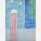 Fachada e Bandeirinhas, década de 70 by Alfredo Volpi, TÊMPERA SOBRE TELA, offered Nov 2019