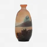 Émille Gallé, Rio de Janeiro, Vaso em vidro Art Nouveau moldado e soprado com 3 cameos nos tons Amarelo, verde e marrom