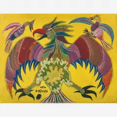 Aves by Chico da Silva, ÓLEO SOBRE TELA, offered May 2019