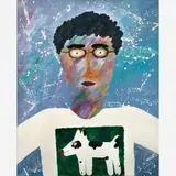 Angelo de Aquino, Auto retrato com neve, Liquitex sobre tela