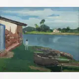 Barra de São João. Detalhe da casa natal de Casemiro de Abreu, vendo-se o poço e a margem oposta do rio by José Pancetti, ÓLEO SOBRE TELA, offered May 2019