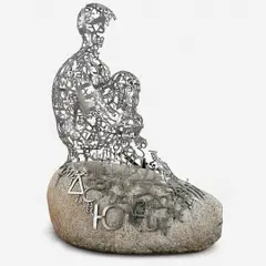 Jaume Plensa, Untitled, Escultura em aço inoxidável pintado e granito