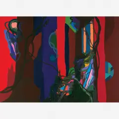 Franz Ackermann, Red woods, Óleo sobre tela