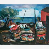 Mulatas vendedoras de peixe by Di Cavalcanti, Óleo sobre tela, offered Nov 2014