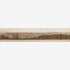 Friedrich Salathé, Panorama de Pernambuco, Recife, Água-tinta, aquarela e guache sobre papel. Imp. J. Steinmann