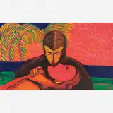 Amor na Tarde sob a Sombra dos Coqueiros by Rubens Gerchman, Óleo sobre placa, offered Jul 2013