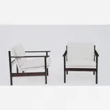 Michel Arnoult, Par de poltronas, c. 1960, Estrutura em jacarandá da Bahia e estofamento de tecido