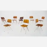 Win Rietveld e Frisco Kramer, Conjunto de oito cadeiras Reply, 1958, Madeira e ferro