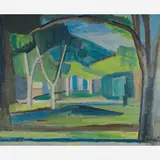 Paisagem em verde by Aldo Bonadei, Óleo sobre tela, offered Dec 2009