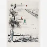 Meninos soltando pipas by Candido Portinari, Gravura em metal aquarelada, offered Dec 2009
