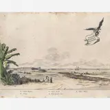 Frans Post, Ostium Fluminis Parahybae, Gravura em metal aquarelada