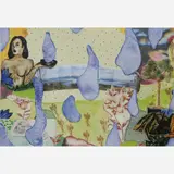 Leda Catunda, índia e índio, 2008, Colagem em papel e tecido