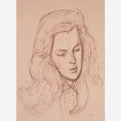 Árpád Szenes, retrato de ione Saldanha, Década de 40, Nanquim