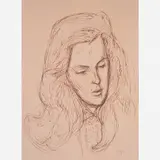 Árpád Szenes, retrato de ione Saldanha, Década de 40, Nanquim