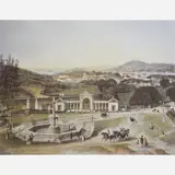 Jean-Victor Frond, Panorama da Lagoa, Litografia Original realçada com aquarela