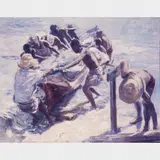 Oswaldo Texeira, PESCADORES DO POSTO 6- COPACABANA, Óleo sobre tela