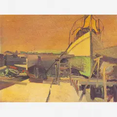 Bruno Lechowski, BARCO NO ESTALEIRO, ÓLEO SOBRE TELA
