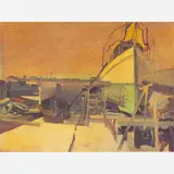 Bruno Lechowski, BARCO NO ESTALEIRO, ÓLEO SOBRE TELA