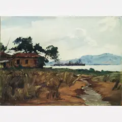 PAISAGEM COM CASEBRE A VAPOR by Valle Júnior, Óleo sobre cartão colado em madeira, offered Dec 2003