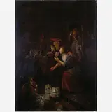 Escola Holandesa, Interior com figuras, ÓLEO SOBRE MADEIRA