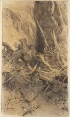 Jaroslav Šetelík, Two Field Studies, 1904, Charcoal, paper