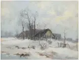 Oldřich Blažíček, Winter Landscape with a Cottage