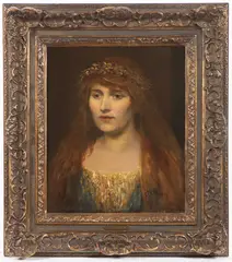 Vratislav Nechleba, Girl with a Wreath, Around 1915, Oil on canvas