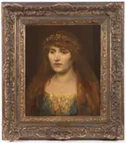 Vratislav Nechleba, Girl with a Wreath, Around 1915, Oil on canvas