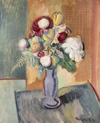 Cyprián Majerník, A Bouquet in a Vase, 1931, Oil on canvas on cardboard