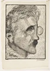 Josef Vácha, Self-Portrait, 1925, Woodcut, paper