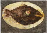 Still Life with a Fish by Ota Janeček, 1948, Oil on plywood, sold Dec 2021