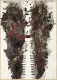 Jan Koblasa, Couple, 1963, Watercolour, ink, scratches, paper