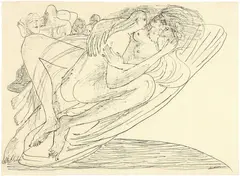Max Beckmann, Schwebende, 1944, Indian ink and pencil on cream-coloured laid paper with watermark 'PH ANTIQUE'