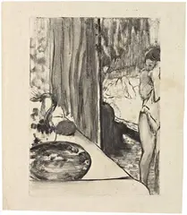 Edgar Degas, Femme nue s’essuyant la figure, Circa 1879, Monotype on thin china paper, mounted on support
