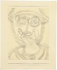 Paul Klee, Bildnisskizze Msr. Lune, 1926. Work number 1926.179, Pencil drawing on paper, laid down on cardboard