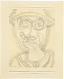 Paul Klee, Bildnisskizze Msr. Lune, 1926. Work number 1926.179, Pencil drawing on paper, laid down on cardboard