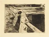 Edvard Munch, Mädchen auf einer Landungsbrücke, 1903, Etching and drypoint on heavy beige wove paper