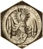 Hans Sebald Beham, Das Wappen mit dem steigenden Löwen, 1544, Engraving on laid paper