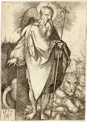Hans Sebald Beham, Der heilige Hieronymus stehend, 1520, Engraving on laid paper