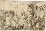 Jesus als Knabe unter den Schriftgelehrten sitzend - Christ Seated Disputing with the Doctors by Rembrandt Harmensz van Rijn, 1654, Etching on laid paper, offered Sep 2025