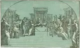 Conte Antonio Maria Zanetti d.Ä., Die Darbringung im Tempel (nach Parmigianino), Circa 1741, Chiaroscuro woodcut from two blocks in black and grey-green on laid paper