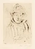 Marc Chagall, Autoportrait au chapeau orné, 1928, Printed 1957, Drypoint on Montval laid paper with watermark