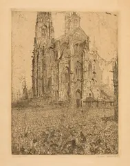 James Ensor, La cathédrale, 1886, Etching on imitation Japan paper