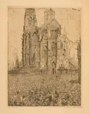 James Ensor, La cathédrale, 1886, Etching on imitation Japan paper