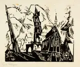 Lyonel Feininger, Kirche (Kathedrale), 1919, Woodcut on very thin Japan laid paper